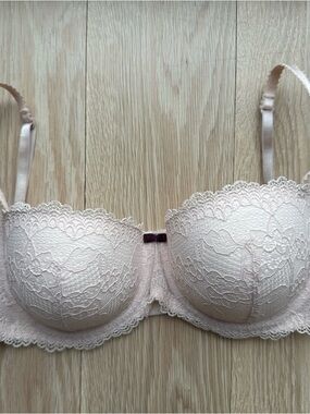 Topshop Pale Pink Lace Balconette Bra